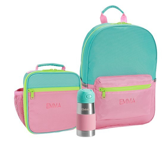 Astor Pink Aqua Lime Backpack & Lunch Bundle, Set Of 3 | Pottery Barn Kids