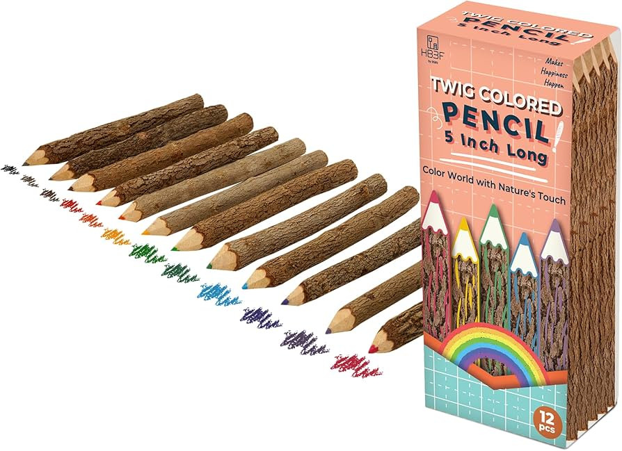BSIRI Bark Color Wood Pencils Set Assorted-Stick Twig of 5 Inch Tree Bark Wooden Favors in Rustic... | Amazon (US)