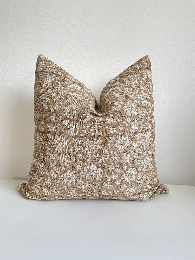 Canyon Theory Hand Block Print Thick Linen 20x20 Inch Throw Pillow Cover: Indoor Outdoor Handmade... | Amazon (US)