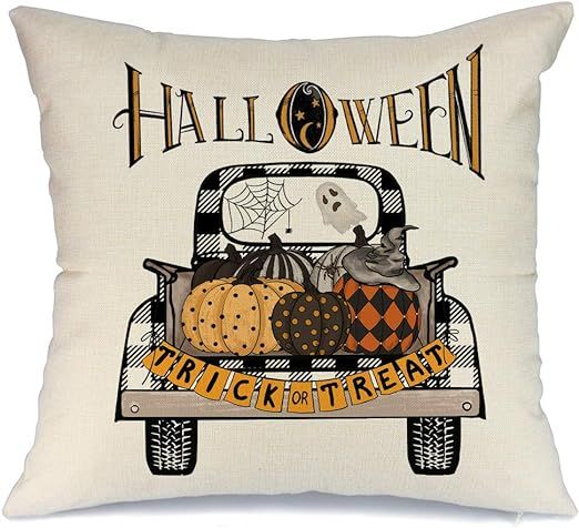 AENEY Halloween Pillow Cover 18x18 for Farmhouse Fall Decor Fall Throw Pillow Cover Autumn Decora... | Amazon (US)
