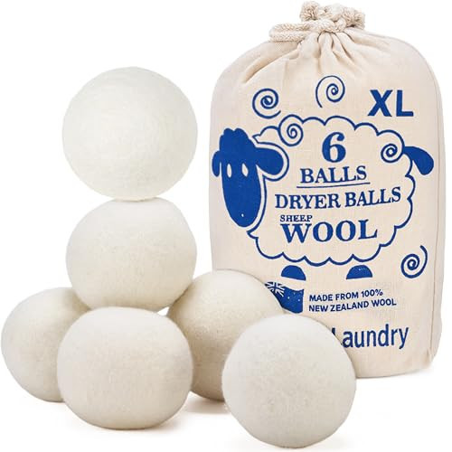 Handy Laundry Wool Dryer Balls - Natural Fabric Softener, Reusable, Reduces Clothing Wrinkles and Saves Drying Time, Better Alternative to Plastic Balls and Liquid Softener (Pack of 6) | Amazon (US)