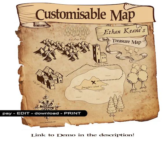 Old Treasure Map Printable  Customisable | Etsy | Etsy (US)