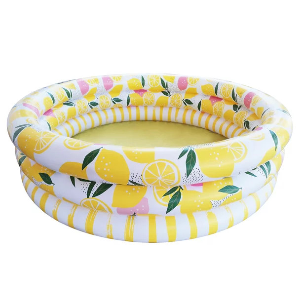 Summer Club Inflatable 5.5ft 3 Ring Adult Pool- Pink Lemonade Print | Walmart (US)