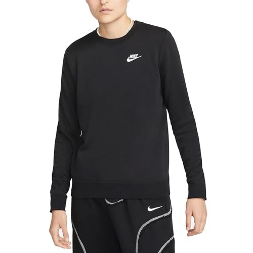 Nike Women's Sportswear Club Fleece Crew-Neck Sweatshirt, Black/White | Amazon (US)