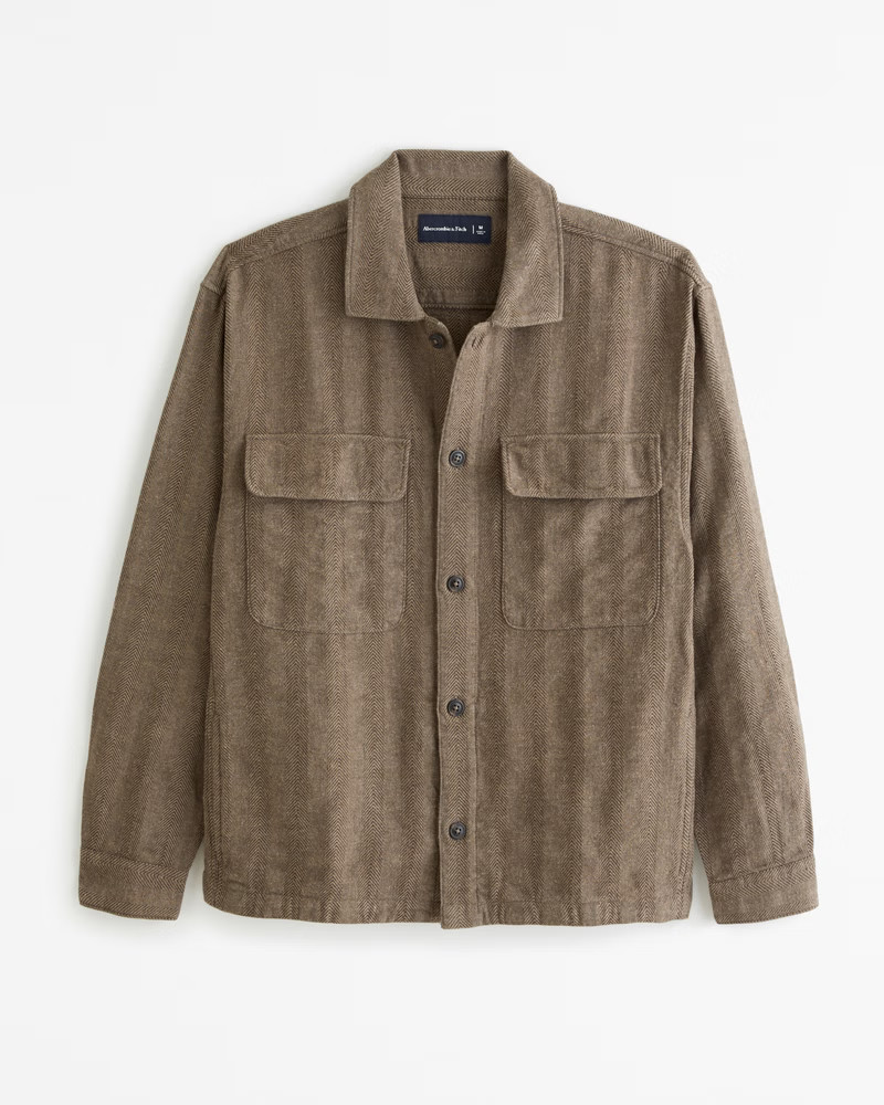 Men's Linen-Blend Shirt Jacket | Men's Tops | Abercrombie.com | Abercrombie & Fitch (US)