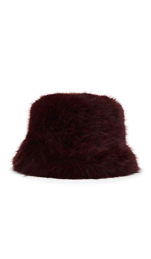jocelyn Oversized Faux Fur Bucket Hat in Burgundy. | Revolve Clothing (Global)
