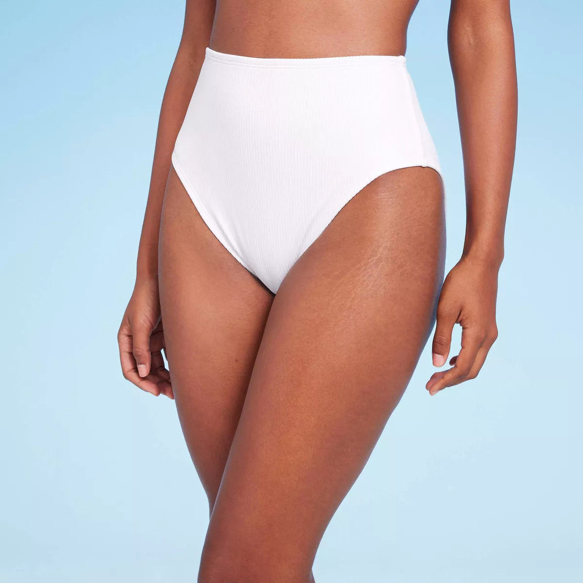Women's High Waist High Leg Ribbed Medium Coverage Bikini Bottom - Shade & Shore™ | Target