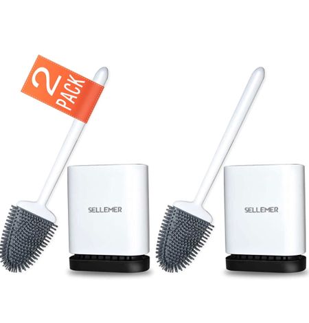 Sellemer Toilet Brush and Holder 2 Pack for Bathroom, Flexible Toilet Bowl Brush Head with Silicone Bristles, Compact Size for Storage and Organization, Ventilation Slots Base (White) - 2 Pack

#LTKunder50 #LTKfamily #LTKhome