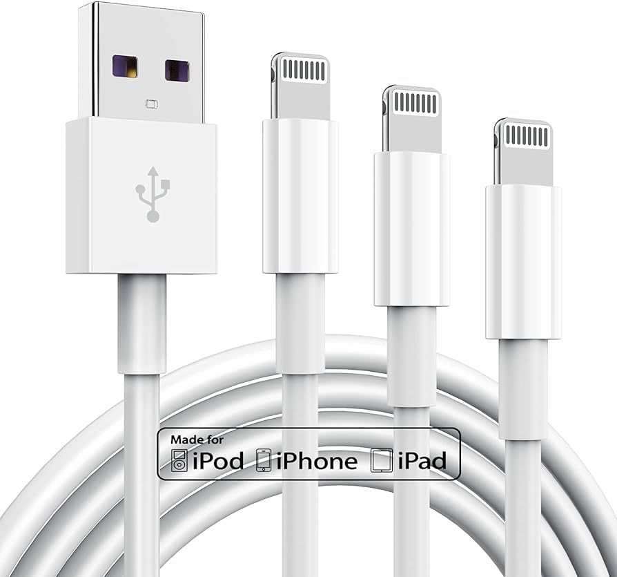 Amazon.com: 3 Pack Apple MFi Certified Charger Cable 6ft, Lightning to USB Cable Cord 6 Foot, 2.4... | Amazon (US)