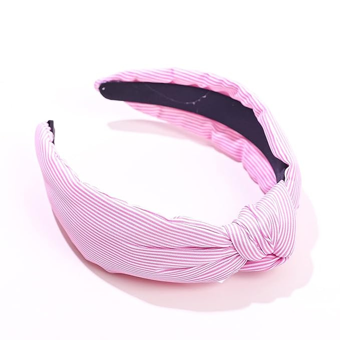 CULHEITE Seersucker Striped Knotted Headband Top Knot Hairband Padded Thick Wide Hair Hoop Summer... | Amazon (US)
