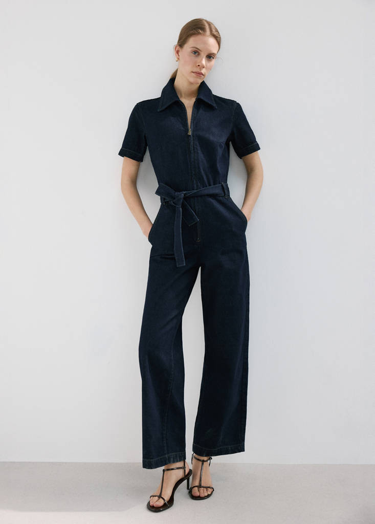 Belt denim jumpsuit open blue - Women - M - MANGO | Mango (US/MX/AU)