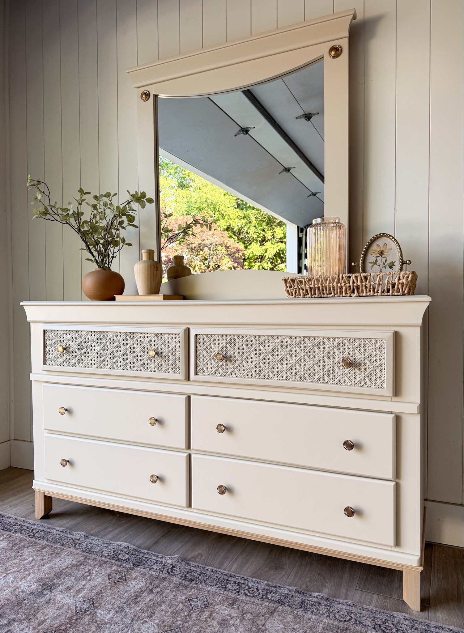 MDF dresser makeover with cane webbing
