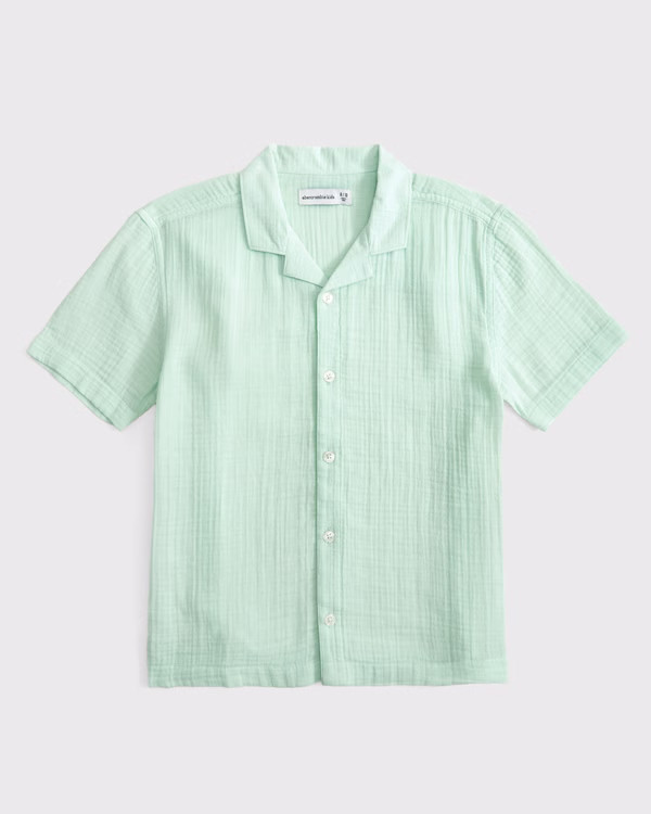 resort short-sleeve gauzy shirt | Abercrombie & Fitch (US)
