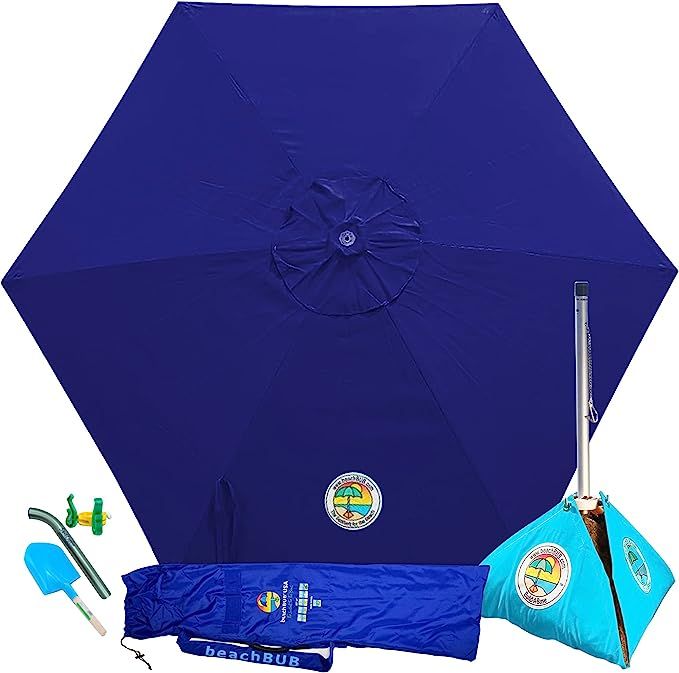 BEACHBUB ™ All-In-One Beach Umbrella System. Includes 7 ½' (50+ UPF) Umbrella, Oversize Bag, B... | Amazon (US)