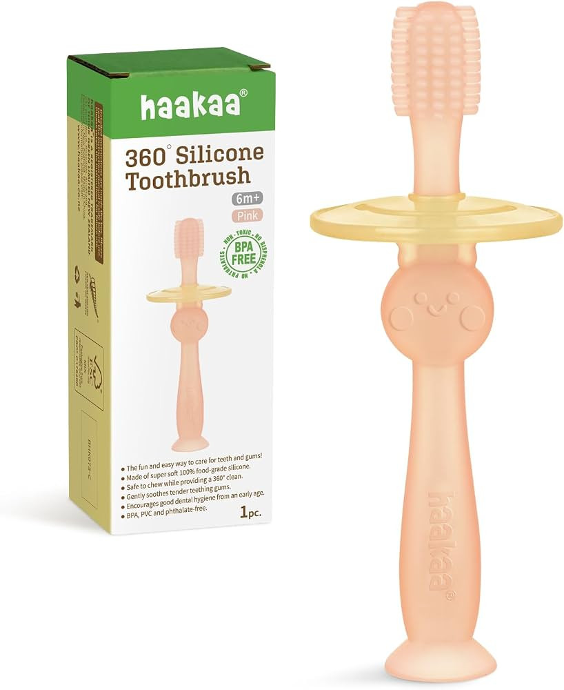 haakaa 360° Baby Toothbrush with Suction Base - Gentle Cleaning for Toddler's Self-Brushing Trai... | Amazon (US)