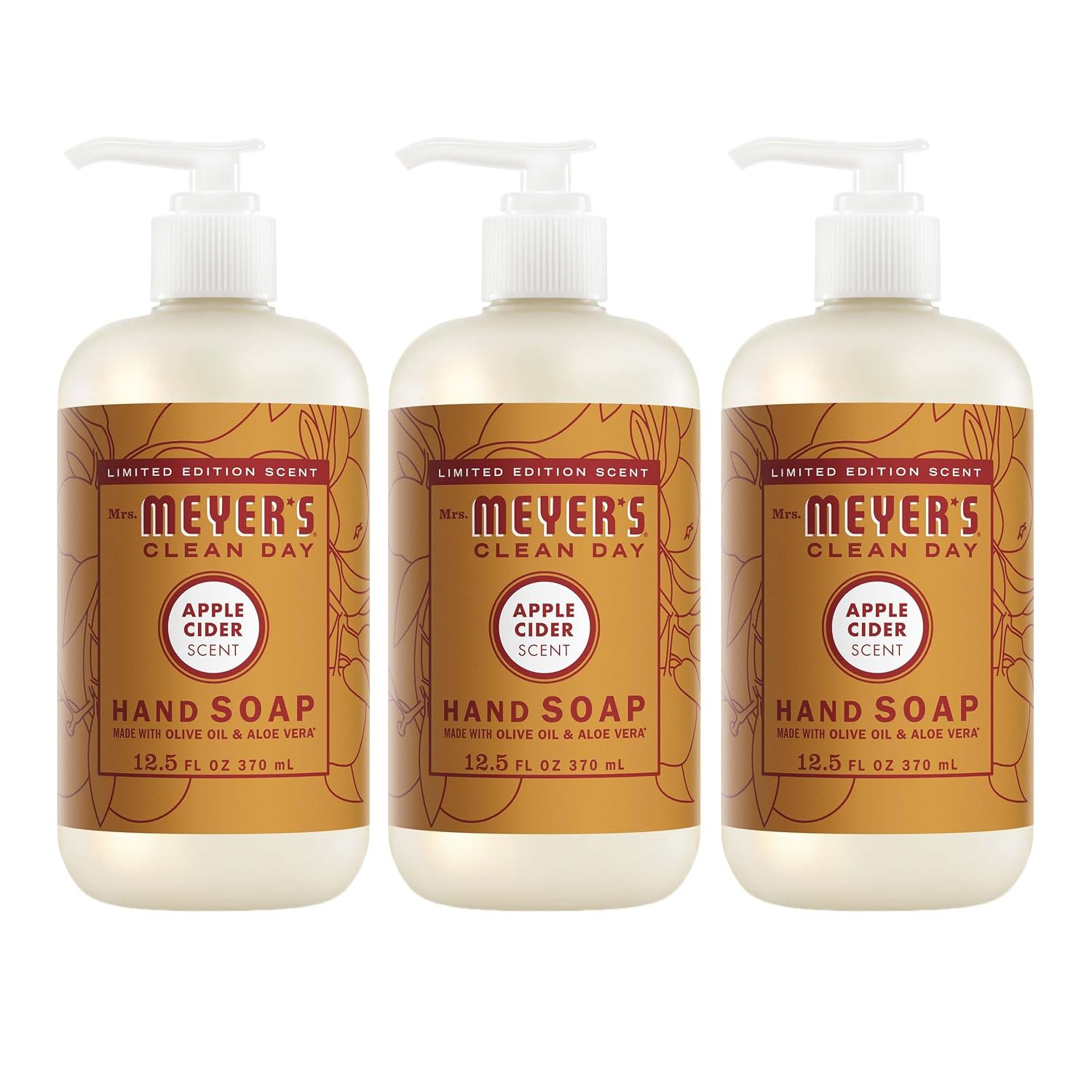 MRS. MEYER'S CLEAN DAY Hand Soap, Apple Cider, Made with Essential Oils, 12.5 oz - Pack of 3 | Amazon (US)