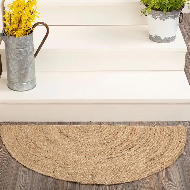 Braided Jute Half Circle Accent Rug | Antique Farm House