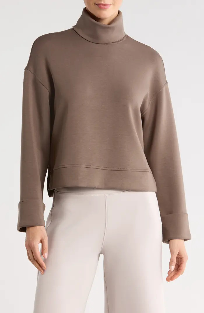 Cuffed Sleeve Crop Turtleneck Sweatshirt | Nordstrom