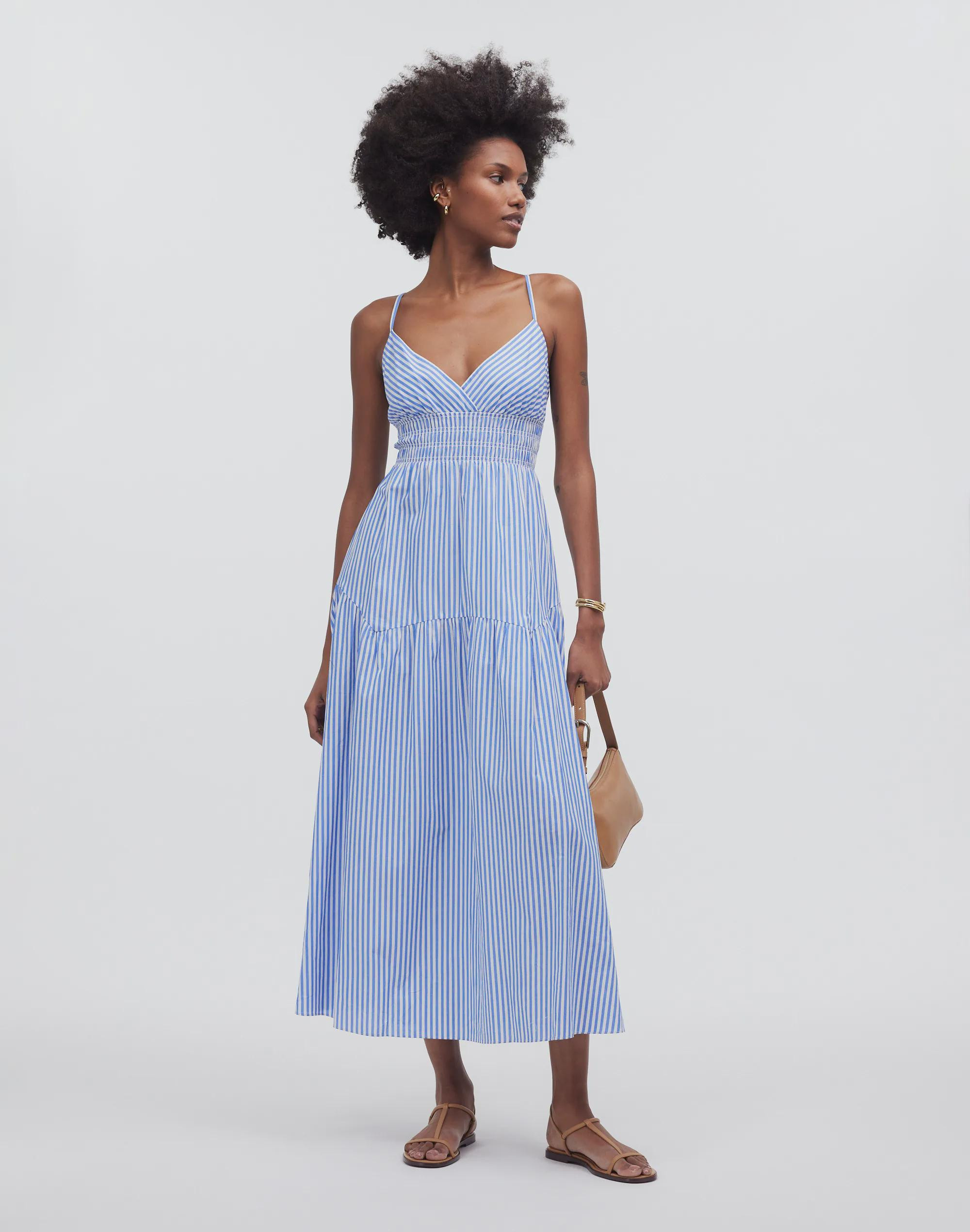 Empire-Waist Tiered Maxi Dress in Stripe | Madewell