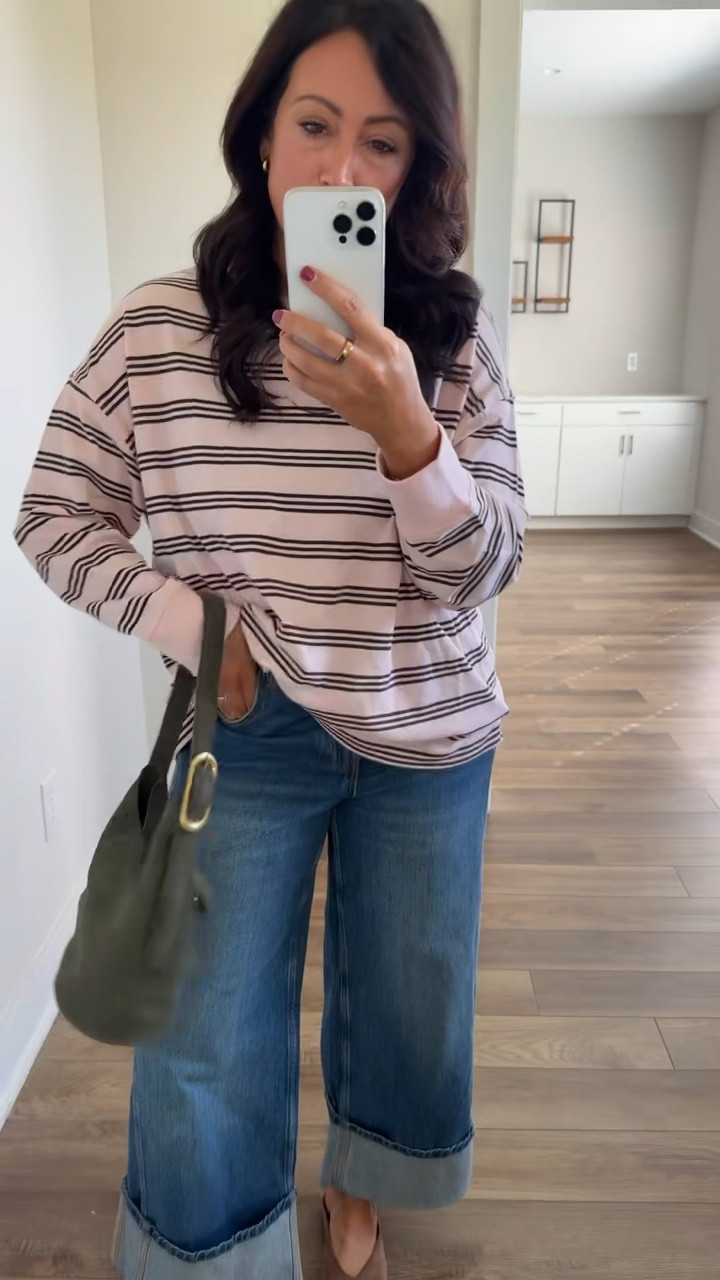 Weekly Target Tuesday finds! 🎯 Under $20 striped long sleeve in pink and brown! Size large for the oversized look. Beautiful bag, real suede and worth the price!

#LTKootd #LTKdayinmylife #LTKSeasonal