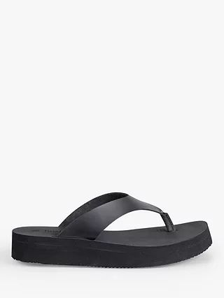 hush George Leather V-Toe Sandals, Black | John Lewis (UK)