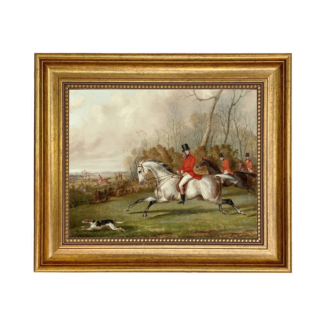 Talley Ho Fox Hunt Framed Oil Painting Print on Canvas in Antiqued Gold Frame, English Country, F... | Etsy (US)