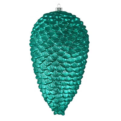 Vickerman 10" Teal Matte Glitter Pinecone Christmas Ornament, Pack of 2 | Target