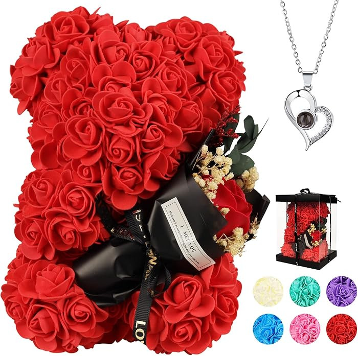 Valentines Day Rose Bear Gift for Women, Flowers Gifts for Mom Wife Grandma Daughter Friends Sist... | Amazon (US)