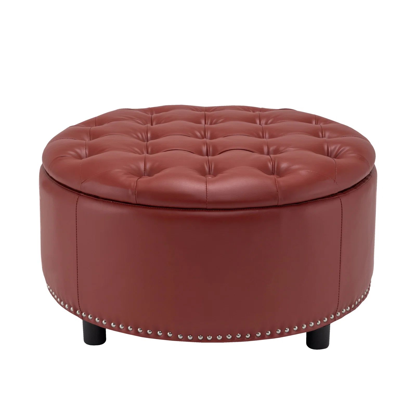 Kody Faux Leather Round Storage Ottoman | Wayfair North America