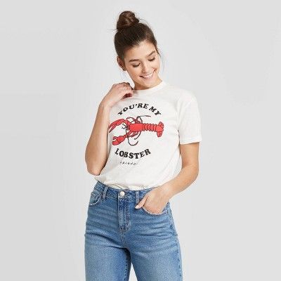 Women's Friends You are My Lobster Short Sleeve T-Shirt (Juniors') - White | Target