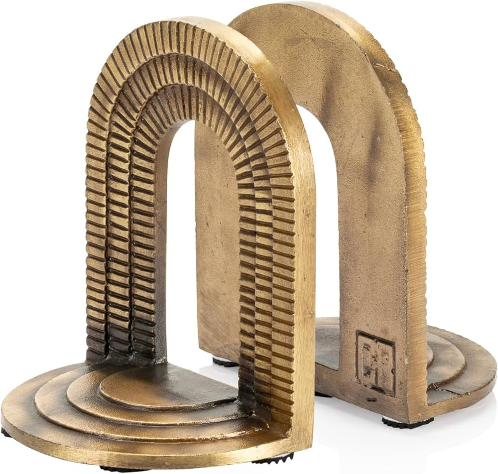 CRAFTSMAN ROAD Brick Arch Bookends Set, Antique Brass Book Ends, 2 Decorative Bookends for Shelve... | Amazon (US)