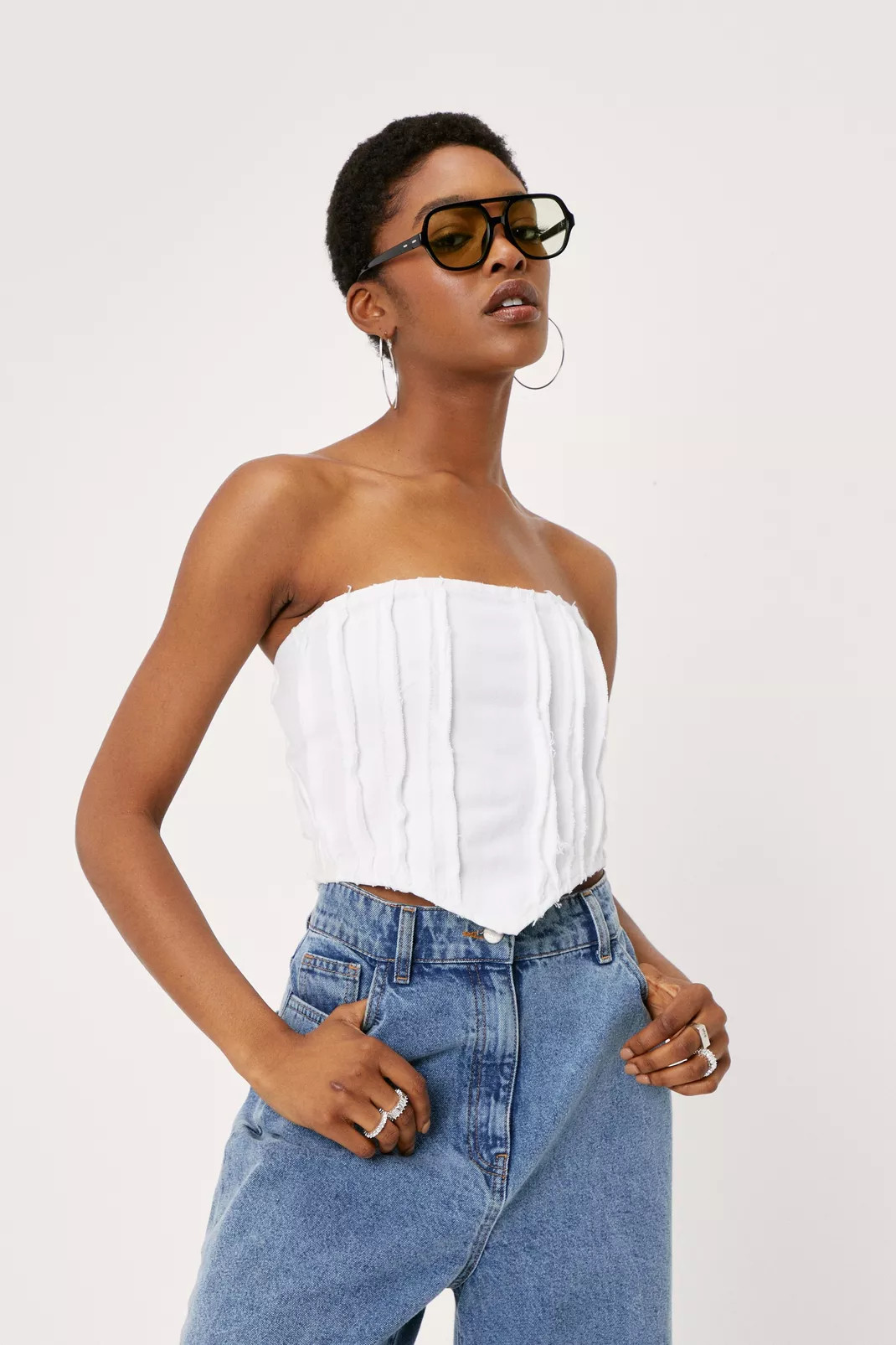 Denim Bandana Bandeau Seam Corset Top | Nasty Gal (US)