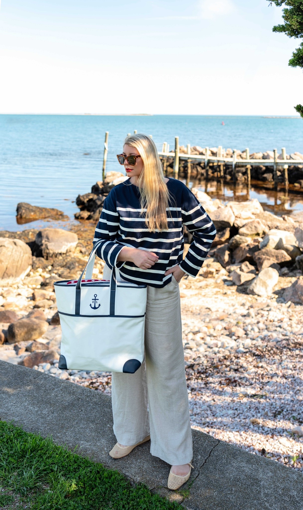 Classic New England style: Striped Marine Shirt, linen pants, boat tote

#LTKSummerEdit #LTKSaleAlert #LTKItBag