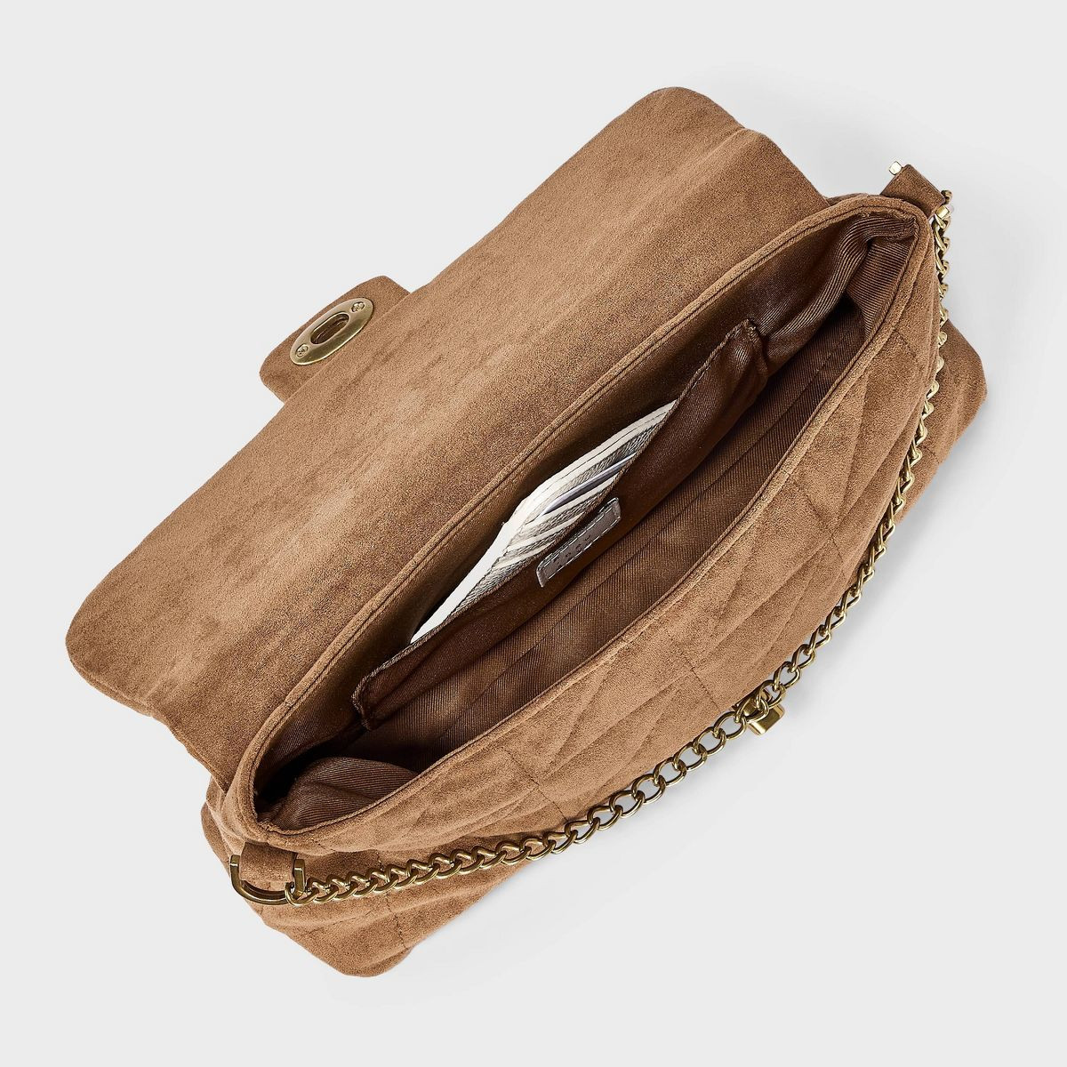 Quilted Turn Lock & Chain Crossbody Bag - A New Day\u2122 Brown | Target