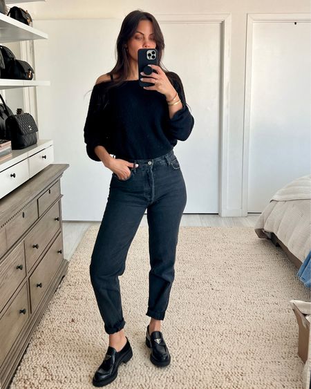 Casual all black outfit 🖤
Black jeans and loafers 

#LTKstyletip #LTKunder100 #LTKshoecrush