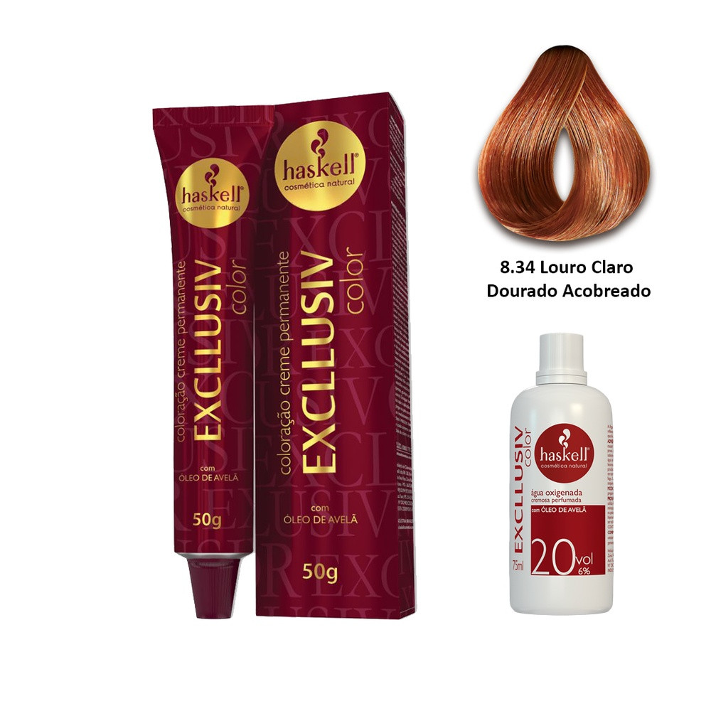 Haskell Coloracao 8.34 Louro Claro Dourado Acobreado | Shopee (BR)