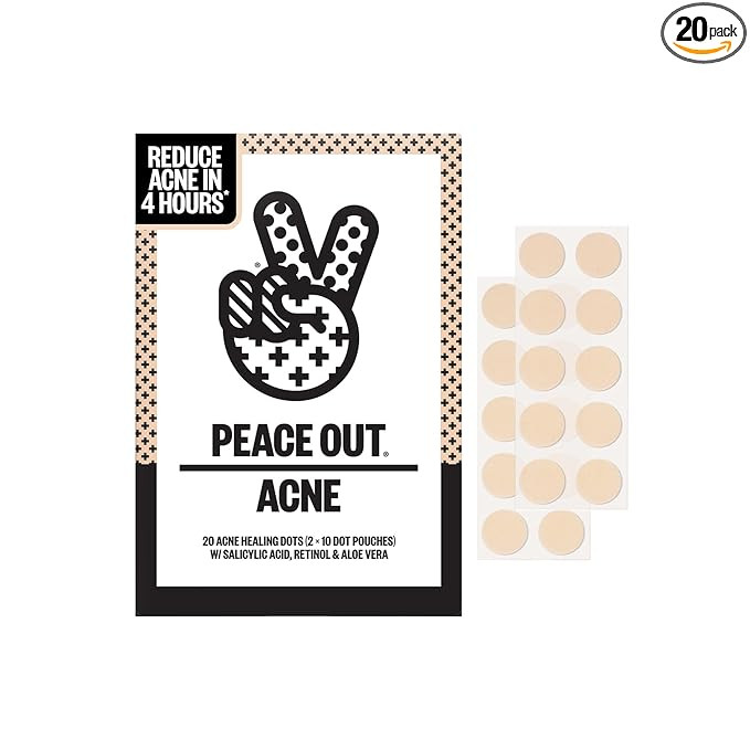 PEACE OUT Acne Healing Dots Hydrocolloid Pimple Patches, Acne Spot Treatment with Salicylic Acid,... | Amazon (US)