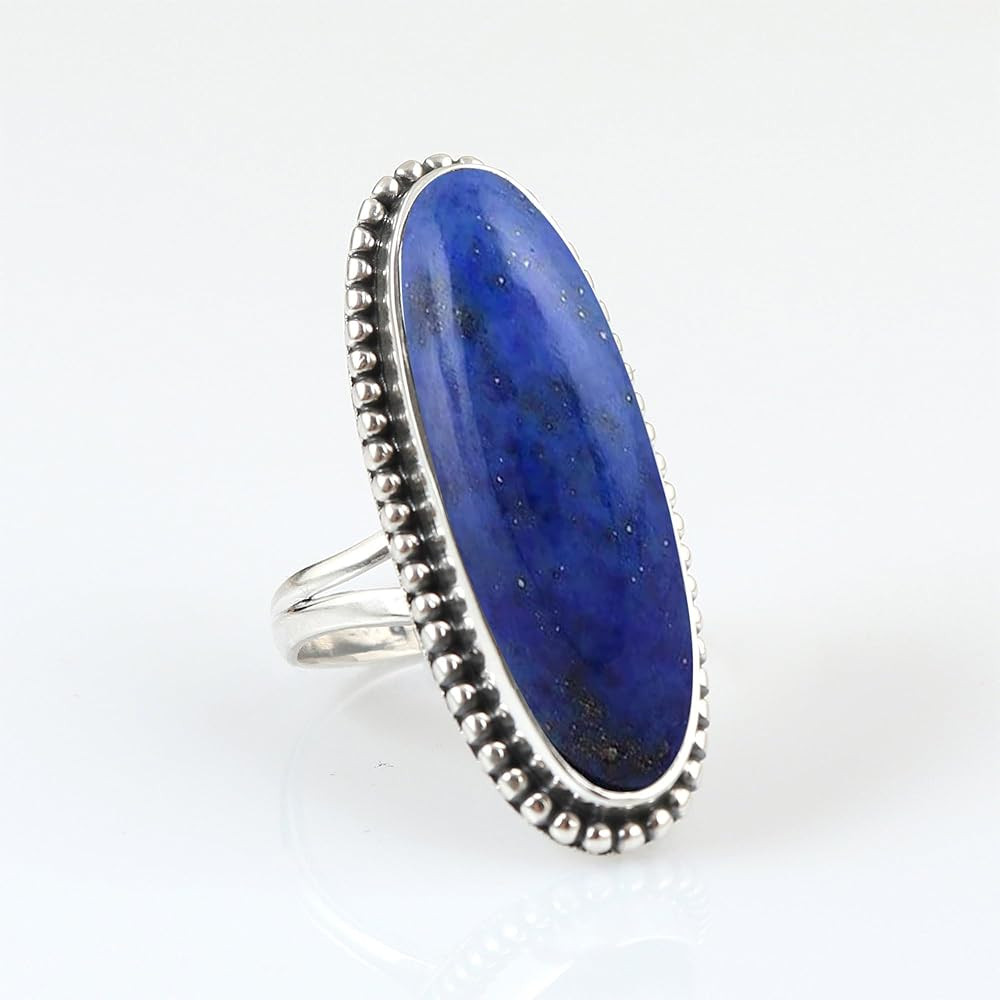 Amazon.com: NKG Purple Copper Turquoise Gemstone Ring 925 Sterling Silver Handmade Long Oval Desi... | Amazon (US)