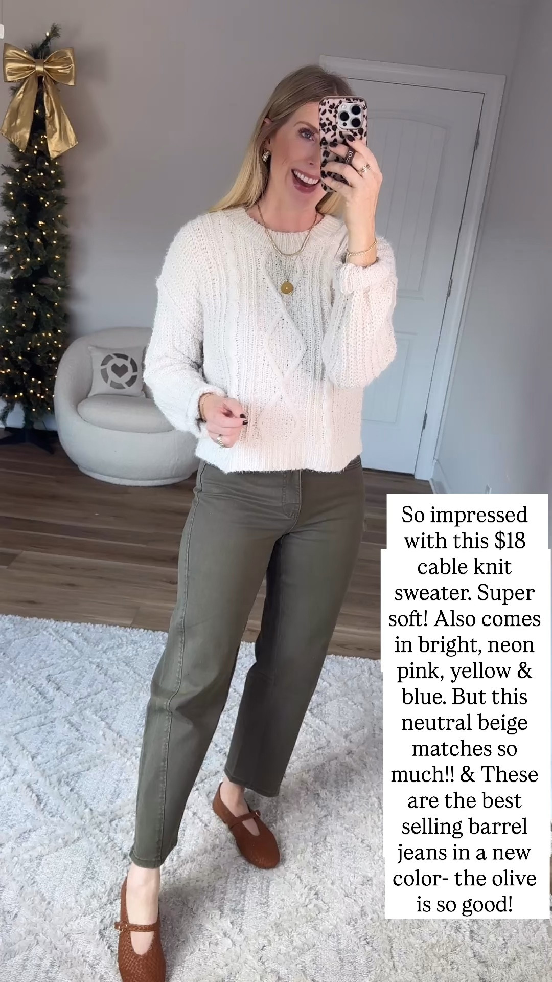 Walmart try on, cable knit sweater, olive green barrel jeans 

#LTKStyleTip #LTKFindsUnder50 #LTKWorkwear