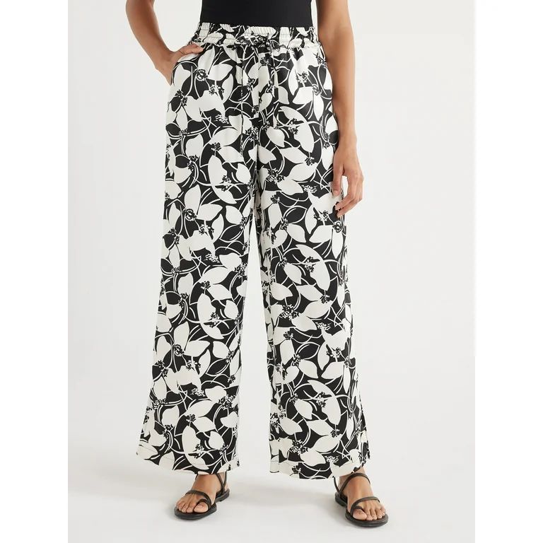 Scoop Women’s Wide Leg Satin Pants, Sizes XS-XXL - Walmart.com | Walmart (US)