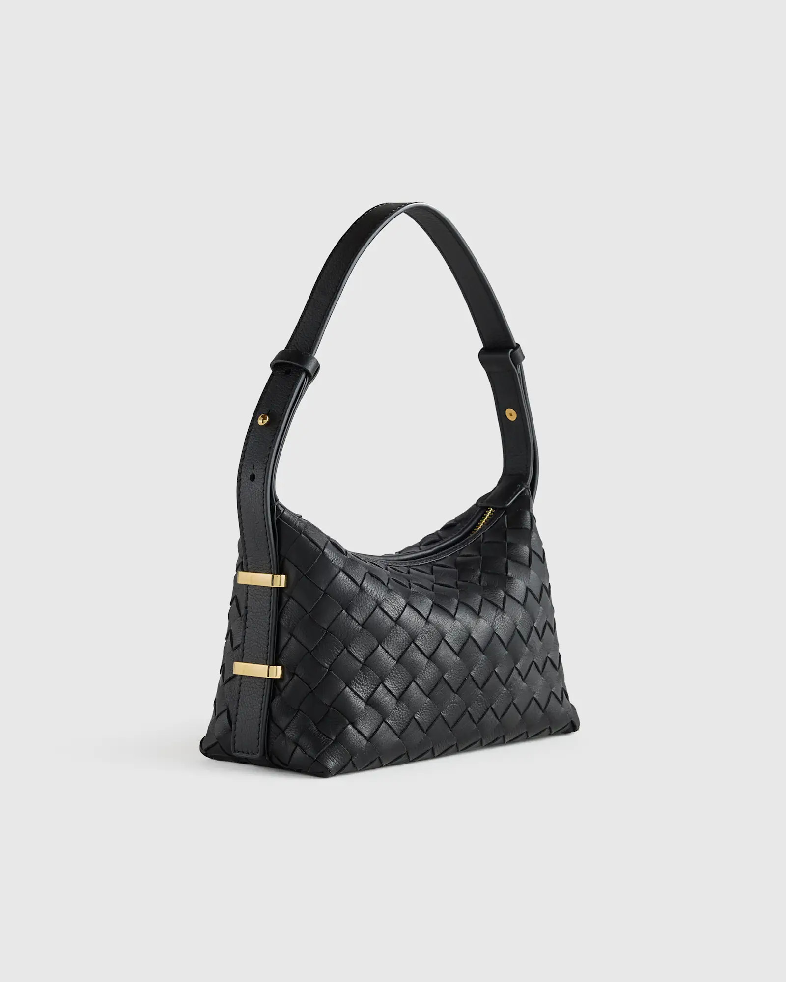Italian Leather Handwoven Mini Bag in Black | Quince