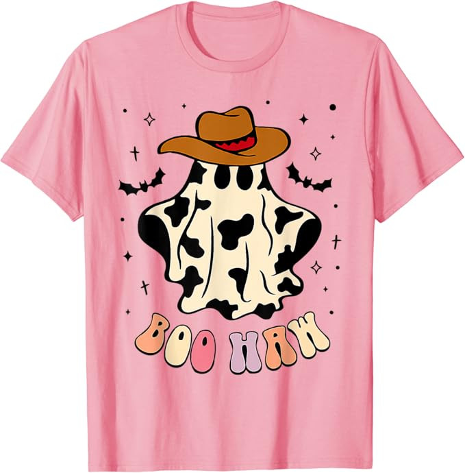 Boo Haw Ghost Western Cowboy Cowgirl Funny Halloween Spooky T-Shirt | Amazon (US)