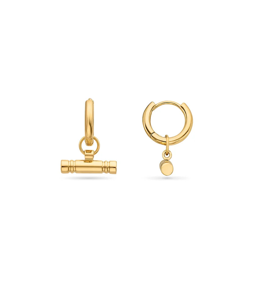 T-Bar Huggie Hoop Earrings (Gold) | Abbott Lyon