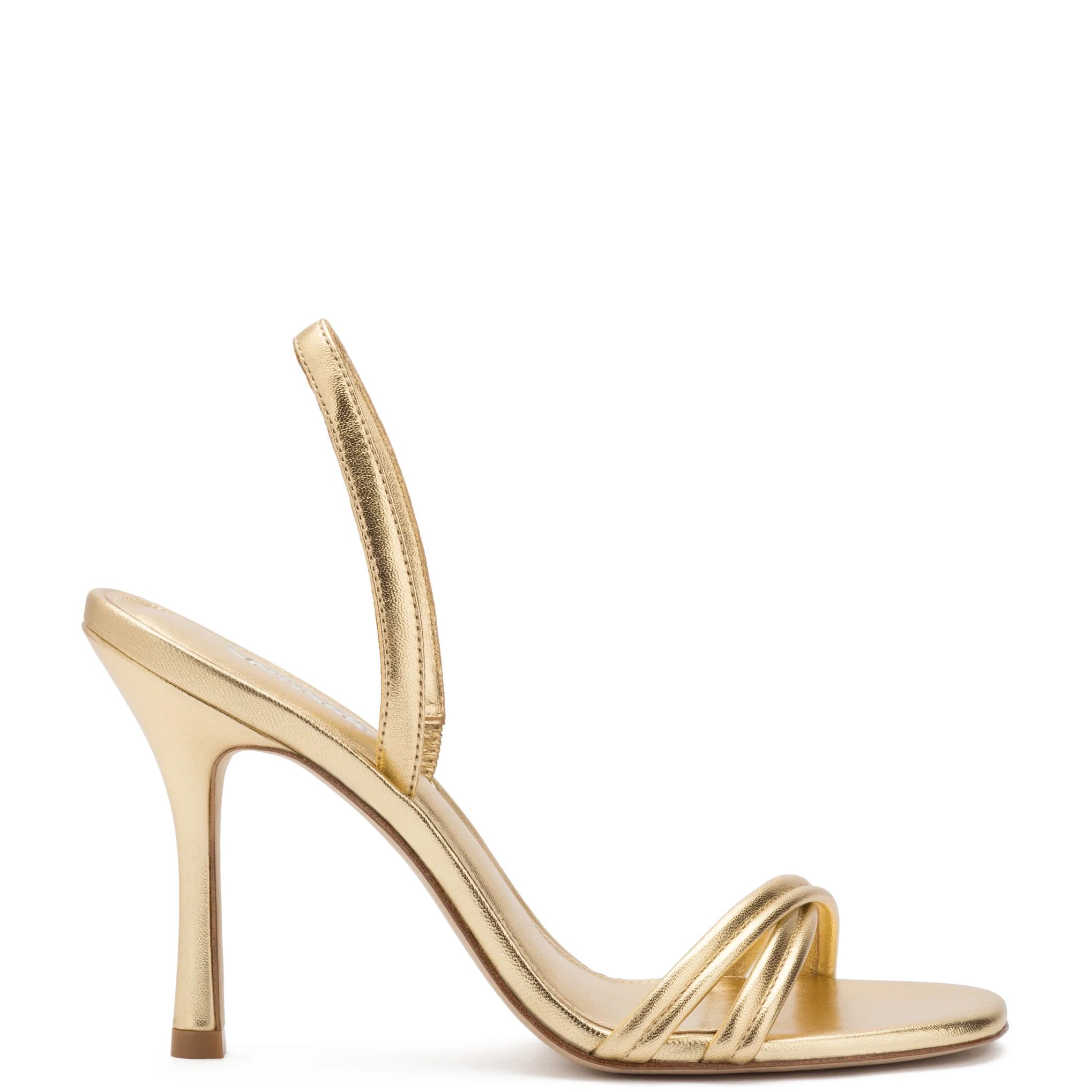 Annie Sandal In Gold Metallic Leather | Larroude