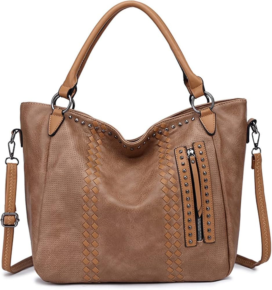 PORRASSO Fashion Tote Shoulder Handbag Ladies Crossbody Large Top-handle Messenger Bag PU Leather... | Amazon (US)