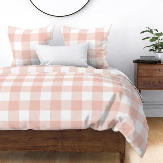 Blush Buffalo Check Duvet Cover - Blush Pink Buffalo Check by sugarfresh - Pink Gingham  Cotton S... | Etsy (US)