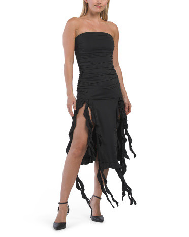 Strapless Cascading Ruffle Midi Dress | Midi Dresses | Marshalls | Marshalls