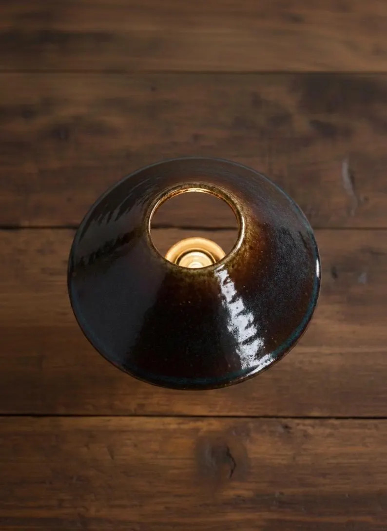 Brown Table Lamp, Handmade Ceramic Minimalist Clay Lamp, Modern Bedside Lamp, Pottery Table Lamp | Etsy (US)