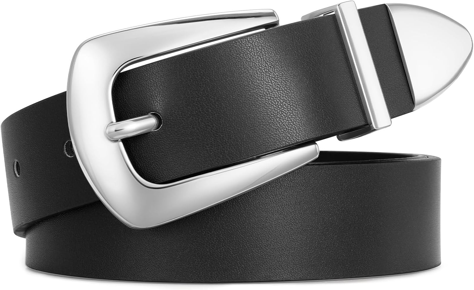 Whippy - Cinturón de piel genuina para mujer, cinturón con hebilla de aleación cepillada | Amazon (US)