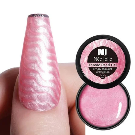 Younar Pearl Gel Nail Polish Pearlescent Nail Polish with Thread Shell Pearl Texture Glitter Nail Ar | Walmart (US)